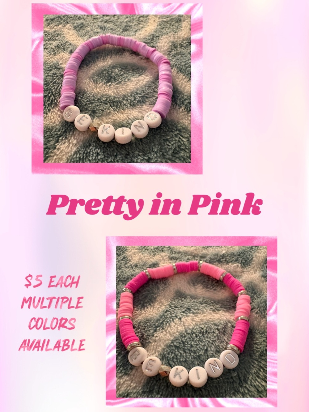 Pretty in Pink 'Be Kind' Pink Stretch Bracelet